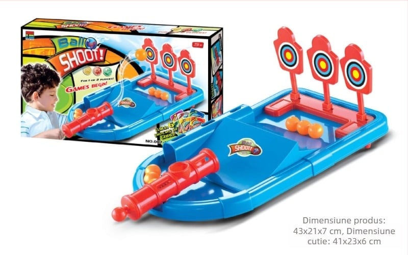 Joc de masă cu fotbal și baschet – lansator cu apăsare la deget, construcție din plastic, jucărie interactivă pentru coordonare mână-ochi, pentru copii 7–14 ani