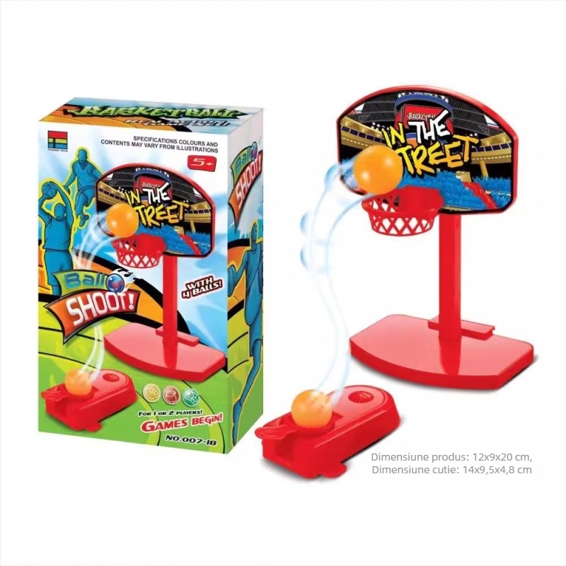 Joc de masă cu fotbal și baschet – lansator cu apăsare la deget, construcție din plastic, jucărie interactivă pentru coordonare mână-ochi, pentru copii 7–14 ani