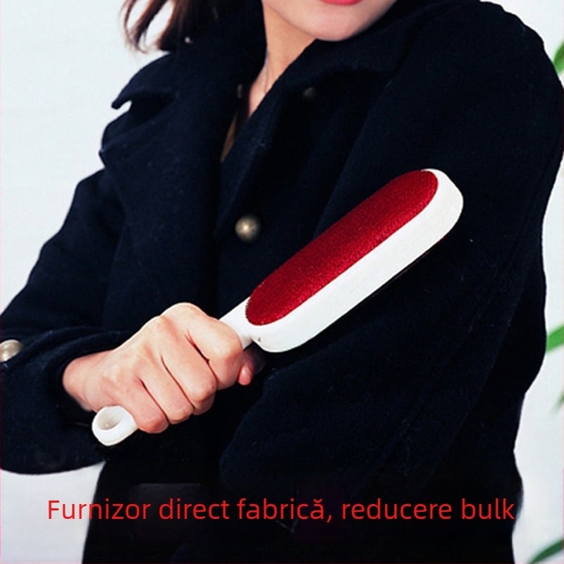 Perie pentru haine, dublă față, rotativă, electrostatică, din plastic