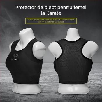 Protector piept femei pentru karate, plasă respirabilă cu strat PP, protecție pentru jumătate de torace, gata pentru imprimare logo