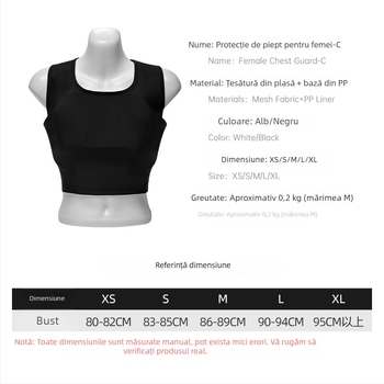 Protector piept femei pentru karate, plasă respirabilă cu strat PP, protecție pentru jumătate de torace, gata pentru imprimare logo