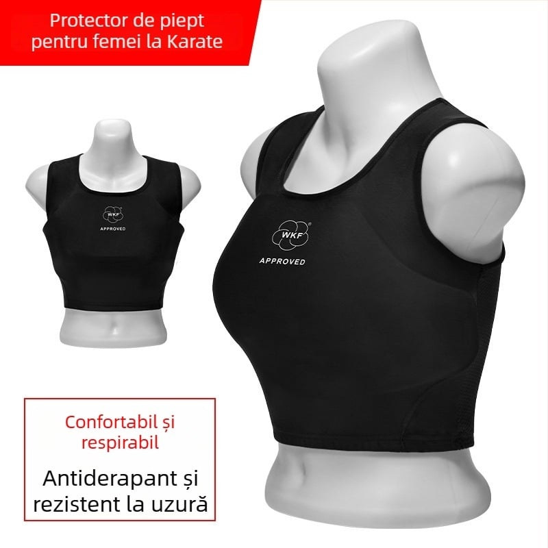 Protector piept femei pentru karate, plasă respirabilă cu strat PP, protecție pentru jumătate de torace, gata pentru imprimare logo