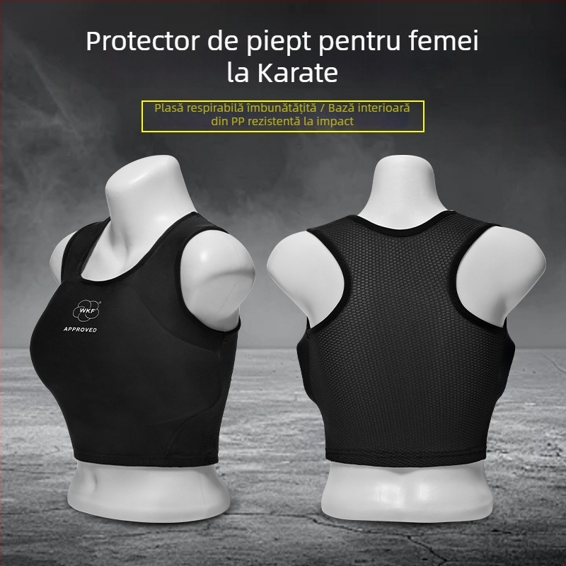 Protector piept femei pentru karate, plasă respirabilă cu strat PP, protecție pentru jumătate de torace, gata pentru imprimare logo