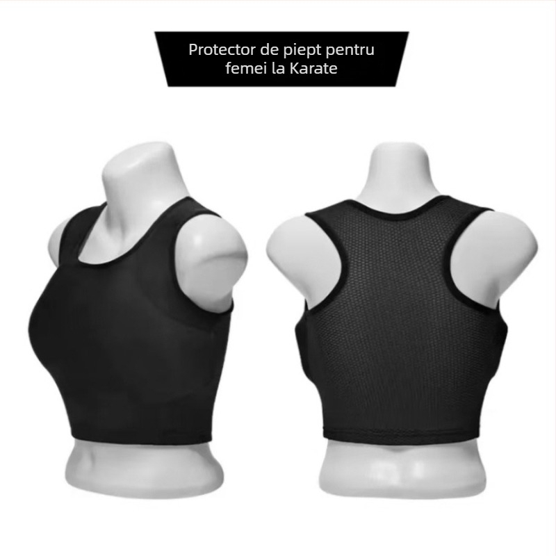 Protector piept femei pentru karate, plasă respirabilă cu strat PP, protecție pentru jumătate de torace, gata pentru imprimare logo