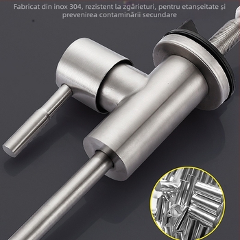 Robinet pentru apă purificată, bucătărie, oțel inoxidabil, miez ceramic al valvei, montaj tip șa, construcție cu articulație unică