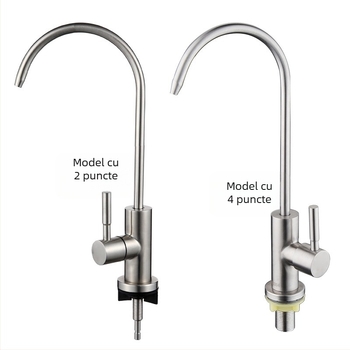 Robinet pentru apă purificată, bucătărie, oțel inoxidabil, miez ceramic al valvei, montaj tip șa, construcție cu articulație unică