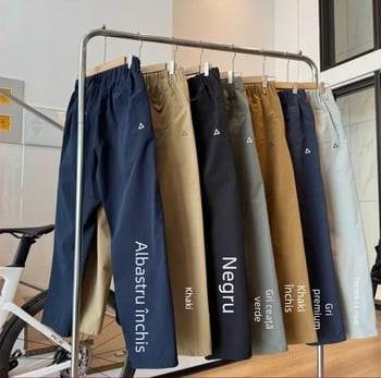 Pantaloni de lucru casual cu croială conică, talie înaltă, poliester, culoare solidă