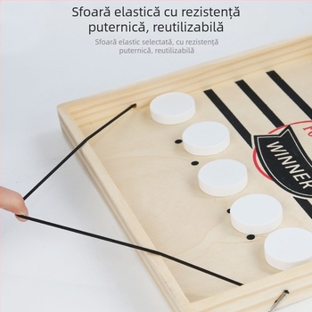 Joc de masă din lemn, interactiv pentru doi copii — joc educativ cu mecanism catapultă, dezvoltă coordonarea mână-ochi și abilități cognitive, stimulează interacțiunea părinte-copil