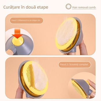 Da Da Bear Pieptene pentru pisici, îndepărtarea părului, cu ace auto-curățare, eliminare păr cu un singur click, ABS/ oțel inoxidabil