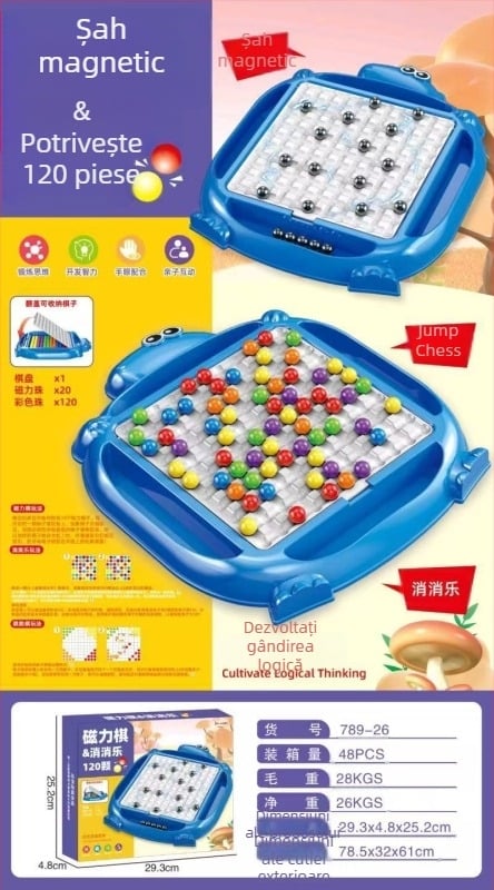 Joc de masă pentru copii cu șah magnetic senzorial pentru gândire logică (Material: plastic; Caracteristici speciale: Exersarea raționamentului logic; Vârsta potrivită: 7–14 și 15–35; Codul produsului: 789-25--28)