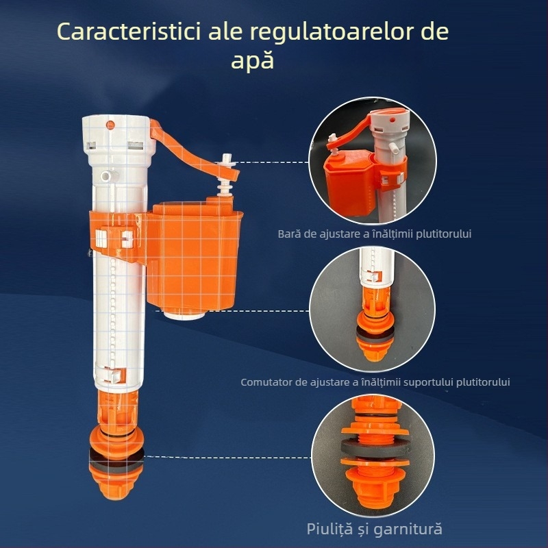 Kit de accesorii pentru rezervorul de toaletă: set universal din plastic pentru supapele de intrare a apei și evacuare