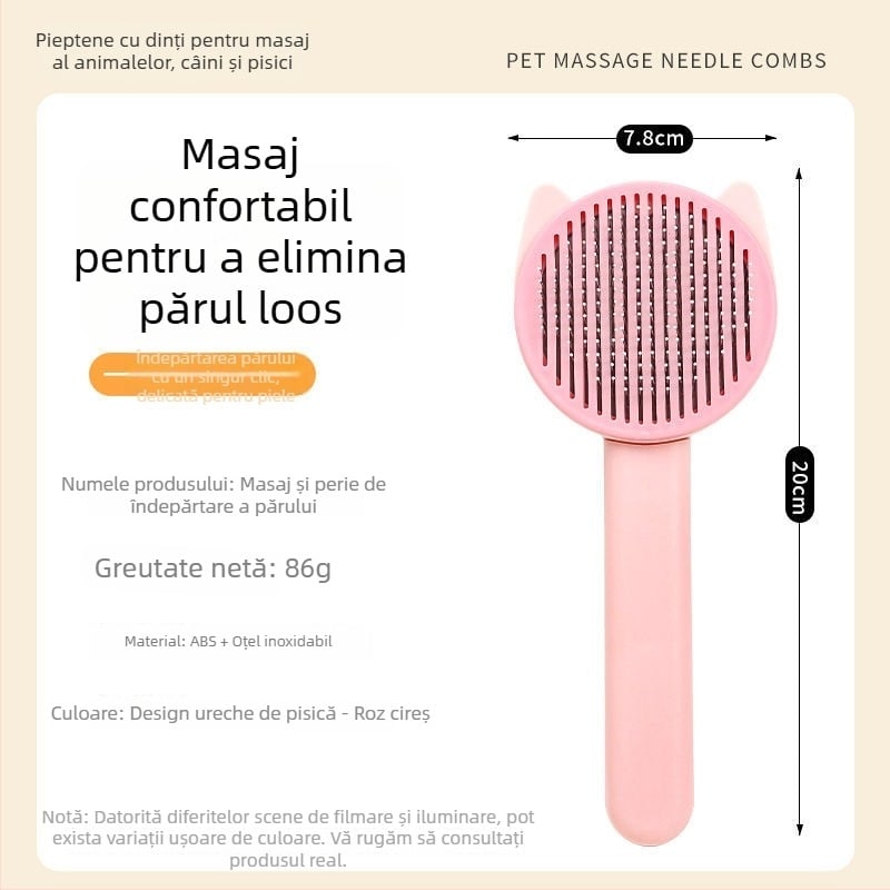 Pieptene pentru îndepărtarea părului la câini, din ABS și oțel inoxidabil, Tanizaki, pieptene-perie, ambalaj 500 buc