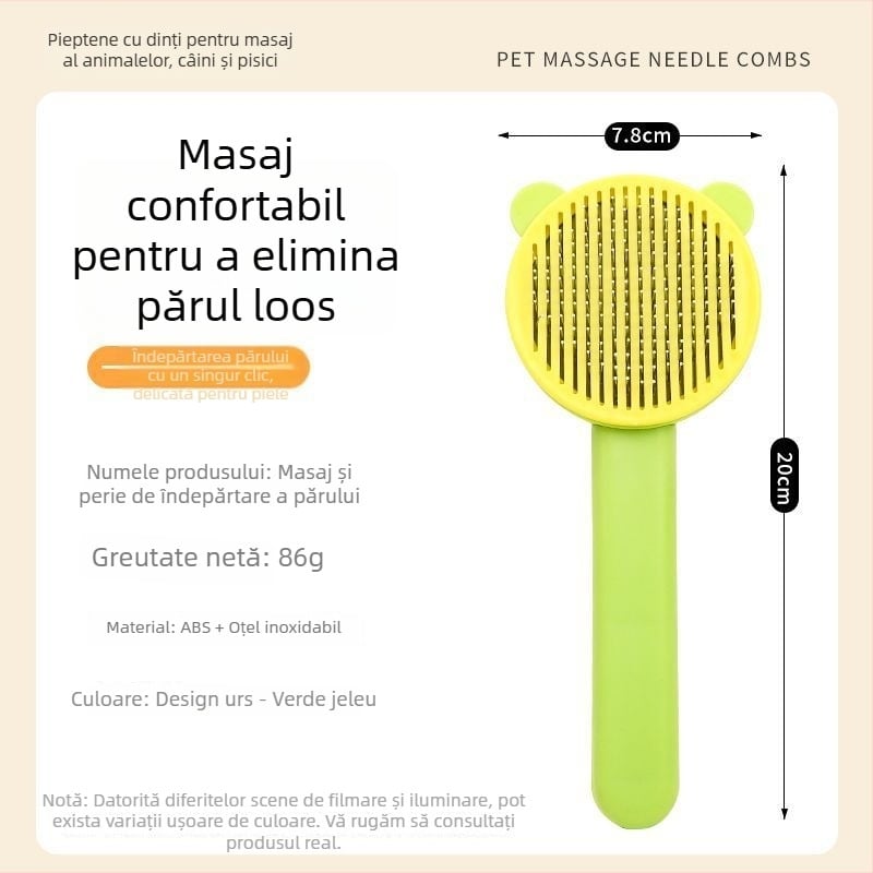 Pieptene pentru îndepărtarea părului la câini, din ABS și oțel inoxidabil, Tanizaki, pieptene-perie, ambalaj 500 buc