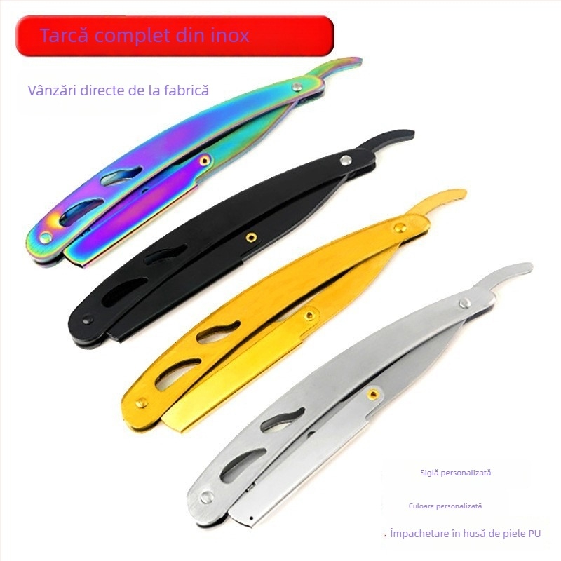 Suport pentru aparat de ras din oțel inoxidabil pentru conturarea sprâncenelor, aparat de ras manual, design clasic, imprimare logo