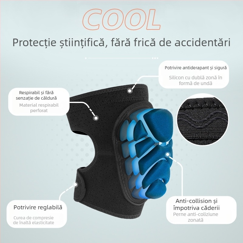 Set de genunchiere pentru antrenament cu burete îngroșat, adulți, material poliester, pentru alergare, ciclism, fotbal, baschet, volei