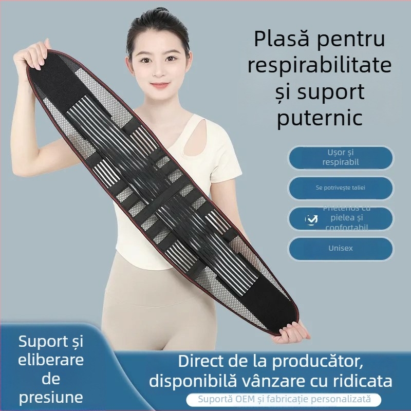 Centură de talie cu susținere pentru toate anotimpurile, cu compresie, panou din plasă respirabilă și placă de oțel