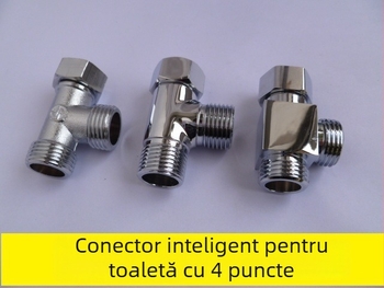Distribuitor în formă de Tee pentru apă la capacul de toaletă, din cupru, filet dublu (intern/extern), conexiune filetată, stil modern minimalist