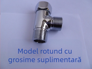 Distribuitor în formă de Tee pentru apă la capacul de toaletă, din cupru, filet dublu (intern/extern), conexiune filetată, stil modern minimalist