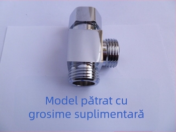 Distribuitor în formă de Tee pentru apă la capacul de toaletă, din cupru, filet dublu (intern/extern), conexiune filetată, stil modern minimalist