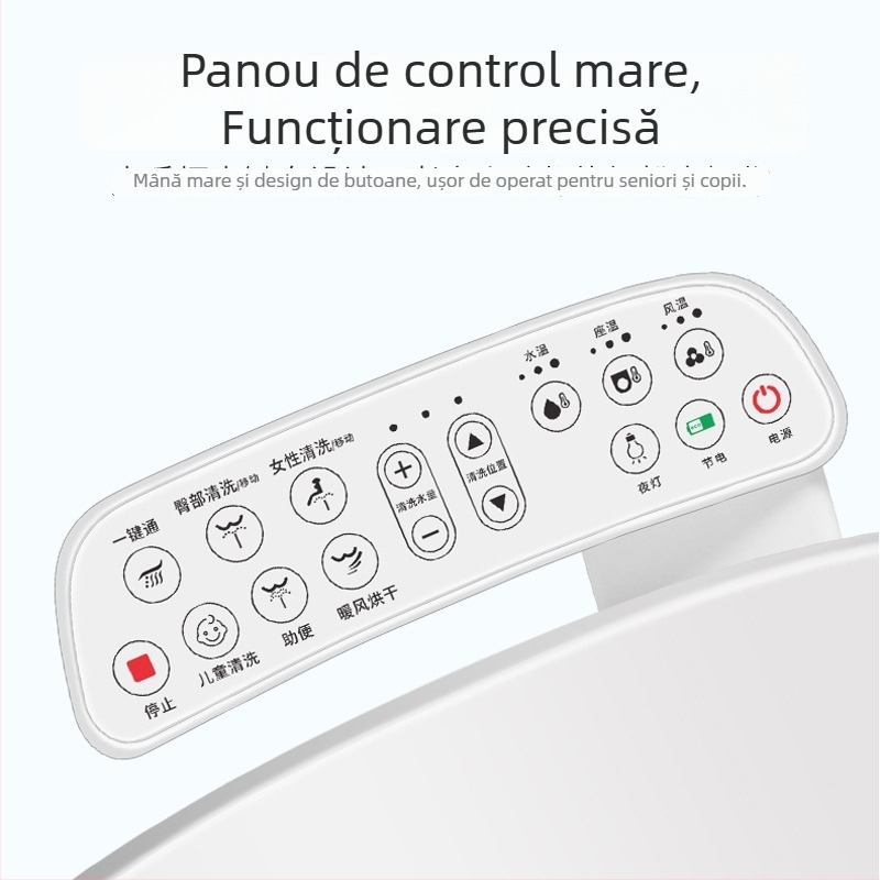 Capac de toaletă inteligent cu sterilizare, compatibil universal, funcționare automată, încălzire a șezutului, duză cu autocurățire, uscare cu aer cald, reglare temperatură apei, reglare presiune apei, model 510-08B