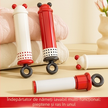 Mini roller pentru scame – curățare lavabilă, portabilă 2-in-1 pentru păr și praf, ABS plastic, brand One chestnut