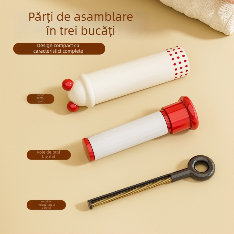Mini roller pentru scame – curățare lavabilă, portabilă 2-in-1 pentru păr și praf, ABS plastic, brand One chestnut