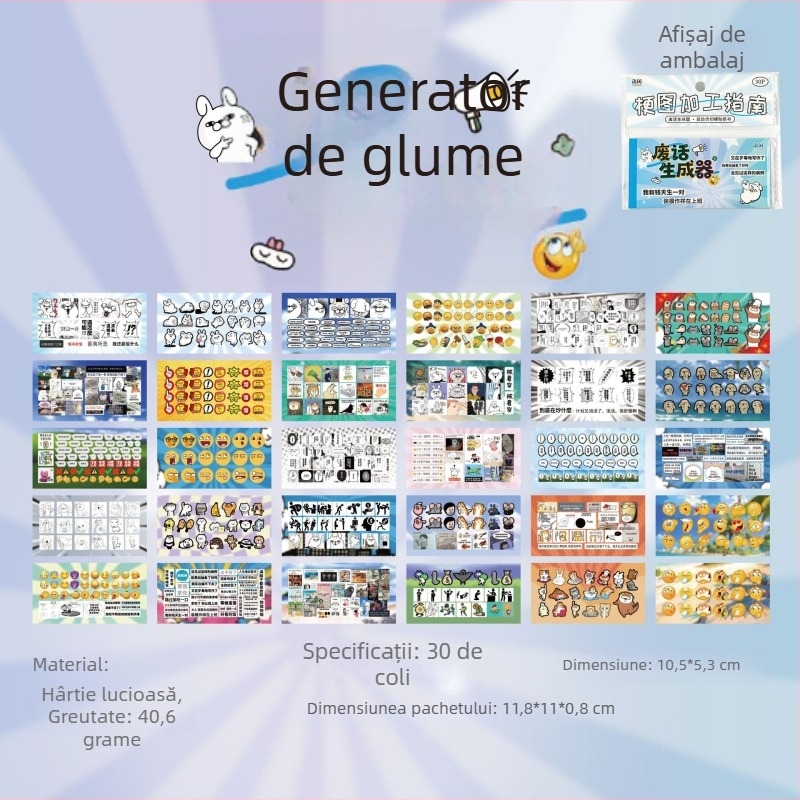 Set cu stickere pentru designul huselor de telefon - Marcă Yu xian, Hârtie acoperită, Stil INS, Tipărire, 30 de bucăți