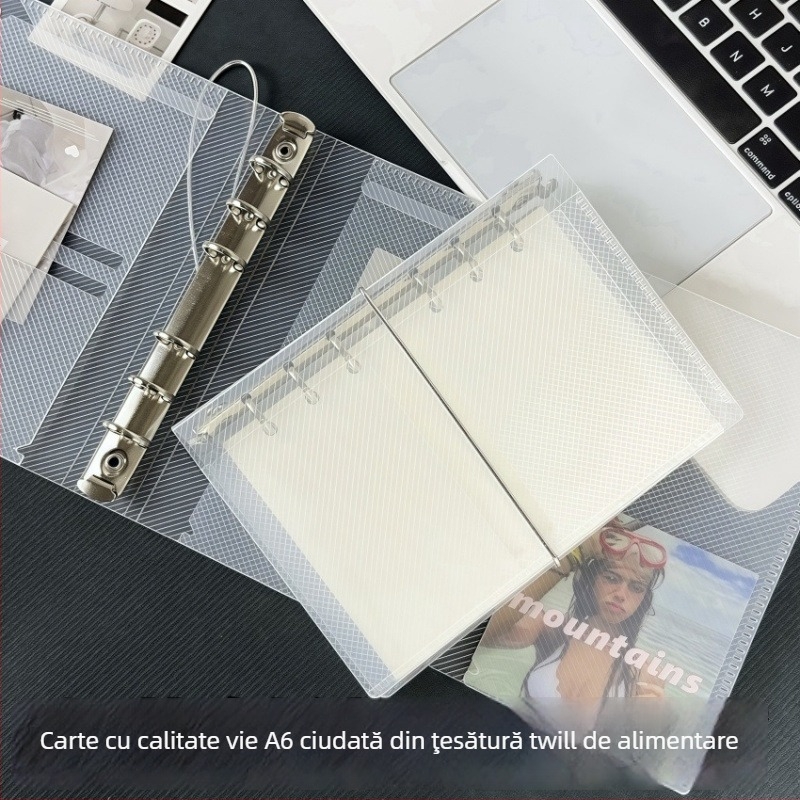 Caiet cu copertă PP și legător Binder, pagini detașabile, stil kawaii japonez-coreean