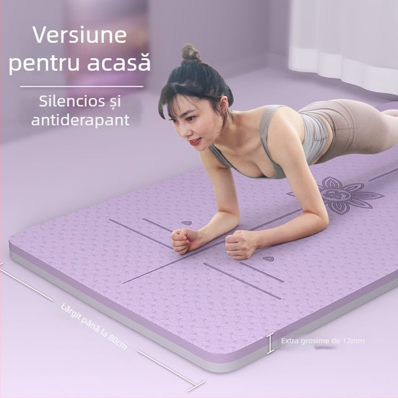 Saltea de fitness din TPE, 185 × 80 cm, grosime 12 mm, antiderapantă pentru acasă