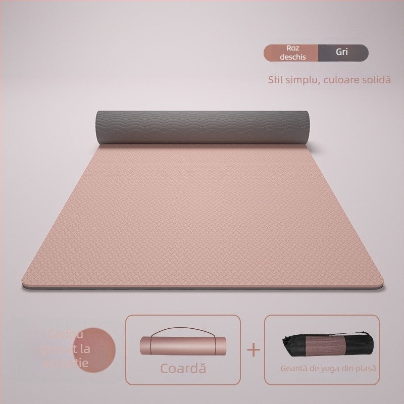 Saltea de fitness din TPE, 185 × 80 cm, grosime 12 mm, antiderapantă pentru acasă