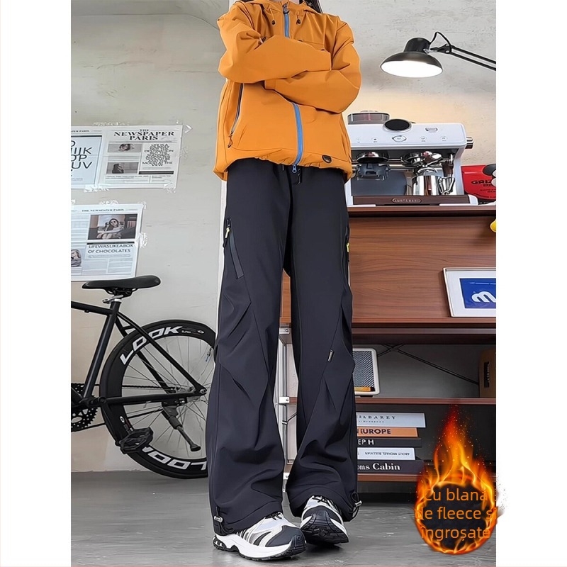 Pantaloni termici de iarnă pentru bărbați, căptuți cu fleece pentru frig extrem (-40°C), pantaloni groși pentru schi și drumeții în aer liber, cu protecție tripla