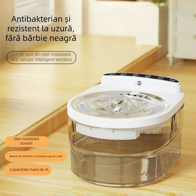 Dispenser de apă pentru pisici cu apă curgătoare, fără fir, dezinfectare și sterilizare, potrivit pentru pisici și câini, model floral