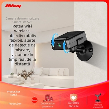Cameră inteligentă WiFi cu vedere nocturnă, pentru interior/exterior, obiectiv 2.4mm, iluminare 0.001 lux, monitorizare animale de companie