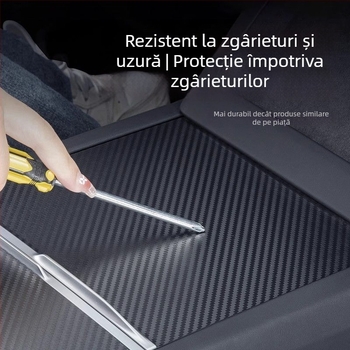 Panou din fibră de carbon pentru consola centrală Tesla Model 3 – accesoriu de modificare a interiorului (versiune nouă)