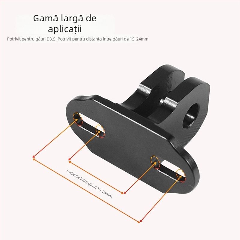 Suport fix pentru cadrul metalic al cușcăi pentru câini, compatibil cu GoPro și camerele DJI Action; distanța dintre găuri 15–24 mm; aliaj de aluminiu