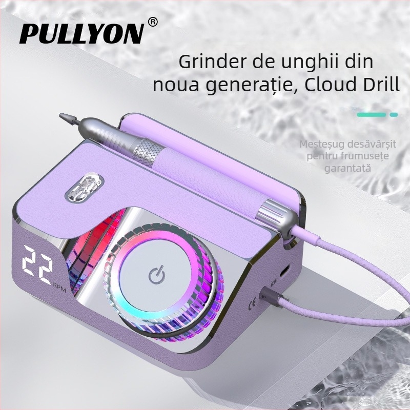 PUULYON șlefuitor electric pentru unghii, profesional, reîncărcabil, portabil, din oțel inoxidabil și ABS