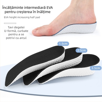 Talpă intermediară pentru creșterea înălțimii, unisex, ușoară EVA cu plasă respirabilă; model 036, potrivită pentru încălțăminte sport și din piele.