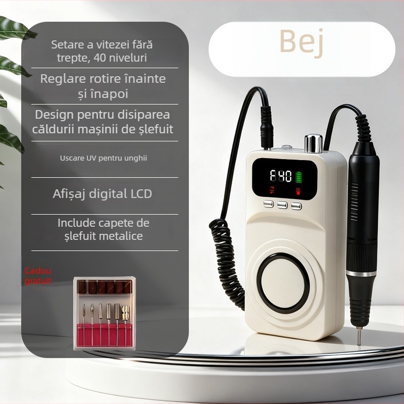 Pila de unghii electrică pentru salon – încărcabilă, mică, automată, all-in-one remover și instrument pentru piele moartă, model MJQ-107, Origine Zhejiang, Brand privat autorizat, Brand autohton