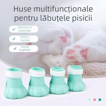 Acoperitoare pentru picioare de pisică pentru baie, anti-zgâriere, pantofi și mănuși din cauciuc, multifuncționale