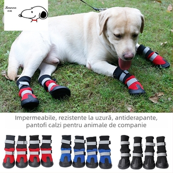 Pantofi pentru câini de talie medie și mare, impermeabili și calzi pentru iarnă, ghete de zăpadă durabile