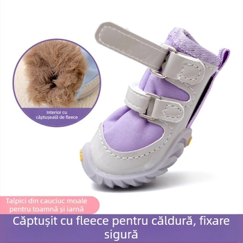 Pantofi pentru câini de talie mică – căldură de iarnă, talpă moale, antiderapante, din cauciuc, rezistenți la murdărie