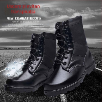 Ghete de luptă unisex cu vârf din oțel pentru antrenament militar în aer liber, înalte, talpă EVA