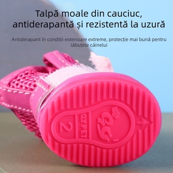 Pantofi pentru câini din plasă, respirabili, pentru rase mici, stil Teddy, sandale ușoare de vară, antiderapante