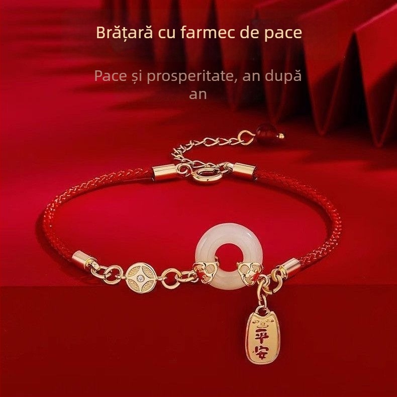 Brățară Ping An din cupru cu cataramă, stil chinezesc, primăvara 2025, retro literar