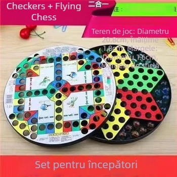 Set de joc Flying Chess din plastic, marca Challenge — ambalaj în pungă, pentru vârsta 4–35 ani