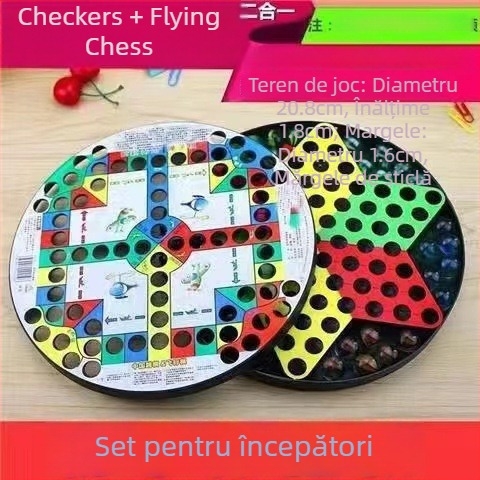 Set de joc Flying Chess din plastic, marca Challenge — ambalaj în pungă, pentru vârsta 4–35 ani