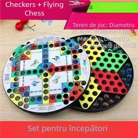 Set de joc Flying Chess din plastic, marca Challenge — ambalaj în pungă, pentru vârsta 4–35 ani