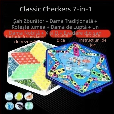 Set de joc Flying Chess din plastic, marca Challenge — ambalaj în pungă, pentru vârsta 4–35 ani