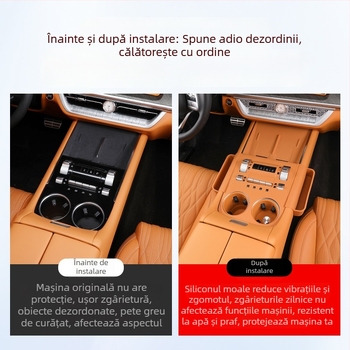 Veelvee accesorii interioare din silicon ABS pentru consola centrală — pad siliconic pentru centrul de control (semi-pachet), instalare cu autocolant static, compatibil cu panoul de comutare și zona pentru pahar