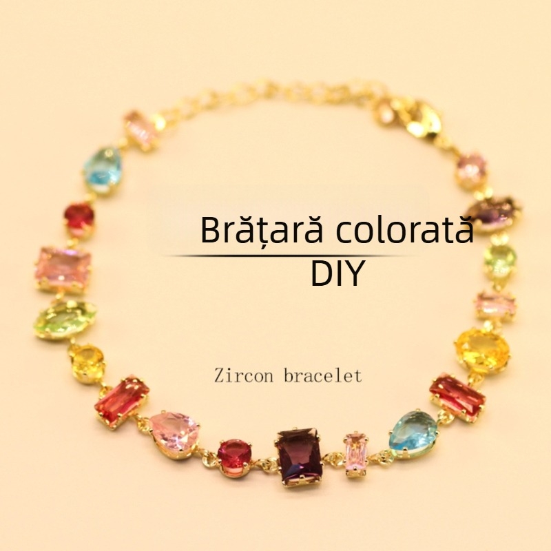 Miaoyue Jewelry Brățară geometrică din zirconiu | Stil proaspăt și dulce | Accesoriu de mână pentru femei